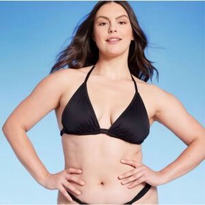 Shade and Shore Black Double Tunnel Triangle Bikini Top Size Medium New